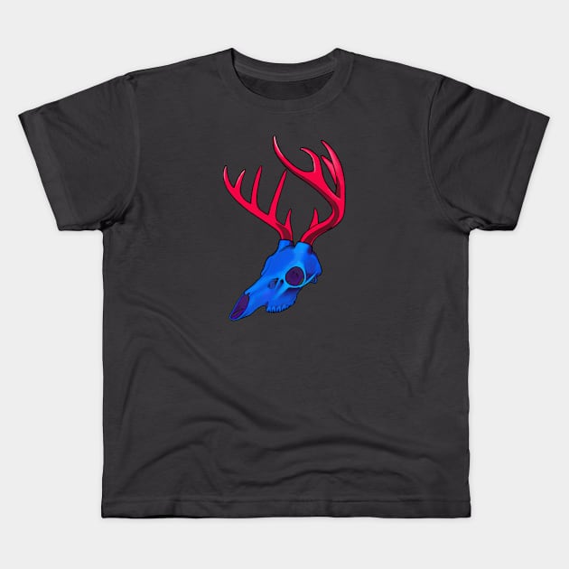 Deer Skull (Bisexual Pride) Kids T-Shirt by theartfulscientist